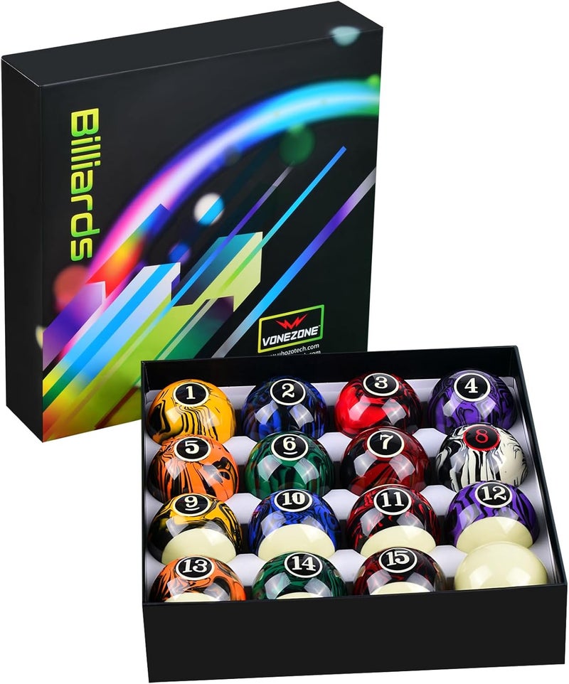 vonezone Billiard Balls Complete 16 Ball Set, Pool Balls Billiard Set 2-1/4" Regulation Size,New Upgrade Billiards Professional Pool Table Balls - Image 2